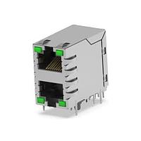 AMP Connectors - TE Connectivity 6368011-1 Modular 2X1 8 POS SHLD W/LED CAT5 GRN/GRN