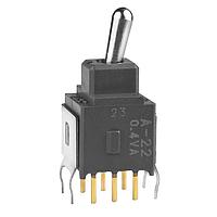 NKK Switches A22JB Process Sealed Subminiature Toggles DPDT ON-ON .248 BAT STRT BRKT PC .4VA