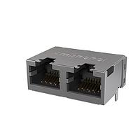 Amphenol Commercial Products RJE482886401 Connectors Low Profile CAT5E RJ45 - 2 Port without LED, Shielded without EMI Tabs