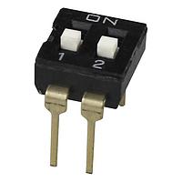 Same Sky (formerly CUI Devices) DS04-254-2L-02BK DIP Switches DIP Switch, SPST, 2.54 pitch, flat actuator, long pin, 2 position, Black