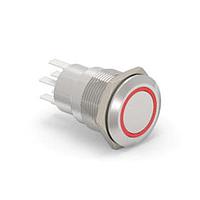 Alcoswitch - TE Connectivity 6-2213764-5 Pushbutton Switches AV19 DPL 5A FIX RING LED RED 12V