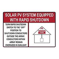 HellermannTyton 596-00889 Solar Label Solar Label, Reflective, SOLAR PV SYSTEMSHUTDOWN, 6.0" x 4.0", VL, Red, 10/pkg