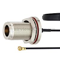 Fairview FMCA1014 N Female Bulkhead to WMCX 1.6 Plug Cable 0.81mm Coax and RoHS Compliant