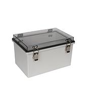 Bud Industries PTH-22426-C Electrical Enclosures PC+10% Fiberglass Box, Self-Locking Latch and Clear Cover (11.8 X 7.9 X 7.1 In)
