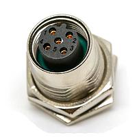 Amphenol LTW M12B-05PFFS-SF8001 Sensor Cables / Actuator Cables M12 Circular Metric Connector, B Code, Metal, 4A, 05 pins, Female Connector, Female Contact, Hexagonal, PG9, Screw Thread, Solder, Receptacle, Front Fastened, Panel Thickness 4.5, IP68 / IP69K