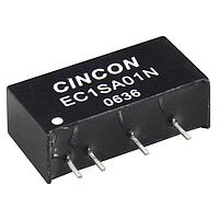 Cincon EC1SA01N Isolated DC-DC Converter, 1 Watt, Unregulated Output, 5VDC Input, 5VDC Output, 200mA, 79% Efficiency, 220uF, SIP