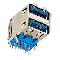 Kycon KUSBX-AS2N9-1-BL30 USB Type A Connectors STACKED USB 3.030u 9P 2.15MM A SOCKET