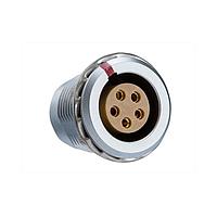 Amphenol LTW FLBD-02EGFS-GCP-001 Circular Push Pull Connectors FLOS, B Series D Size, Metal, 25A, 02 pins, Female Connector, Female Contact, Circular, Push Pull, Solder, Receptacle, Rear Fastened, Panel Thickness 8.5, IP50