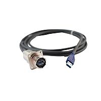 Amphenol Socapex CAUSB3FTV2AZN70 USB Cables USB3.2 Gen 1 Copper Amplifier (USB-A) square flange receptacle, A coding, Aluminum shell with Black Zinc Nickel plating, 7m cordset