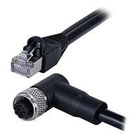 Same Sky (formerly CUI Devices) CDM1261-04D-01FRA-1M-RJ45-67 M12 Cable Angled,Shielded,D-Code 4PIN ,Screw Copper alloy,PVC  1.0M,+RJ45