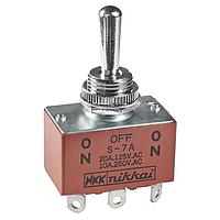 NKK Switches S7A Medium capacity standard size toggles DPDT ON-OFF-ON MED SOLDER LUG