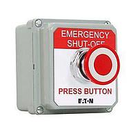 Eaton 10250T5B62-S101 Control Station, EMERGENCY STOP PRESS BTN STATION EMERG STP-GRY 1NO/1NC