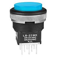 NKK Switches LB25WKW01-GJ Pushbutton Switches ON(ON)BLK BODY PANEL SEAL BLUE/CLEAR CAP