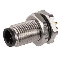Stewart Connector SS-12600-002 Connectors M5 A-Code Connector  Male  Rear Panel Mount PCB Receptacle  4 Contact  PCB Solder Pins  IP67