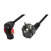 Schaffner IL13P-D-EU1-H05-3100-100 AC Power Cord w/Lock C13+ down, Schuko plug, H05VV-F, 3x1.00 mm sq., 1 m, Black