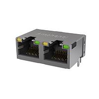 Amphenol Commercial Products RJE482886441 Connectors Low Profile CAT5E RJ45 - 2 Port with LED, Shielded without EMI Tabs