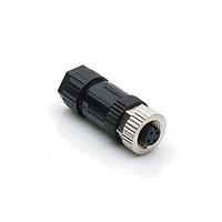 Amphenol LTW MSAP-03BFFB-SL7001 Sensor Cables / Actuator Cables M12 Circular Metric Connector, A Code, Plastic, 4A, 03 pins, Female Connector, Female Contact, Straight, Screw Thread, Screw-in, Field Installable, F4.0 - F8.0mm, IP67 Mated