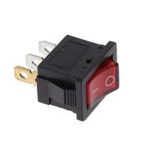 Adam Tech SW-R2-1A-F-LR13-2 Miniature Miniature Rocker Switch, quick connect terminal .187in [4.75mm], red lighted actuator (12V LED voltage), rectangular