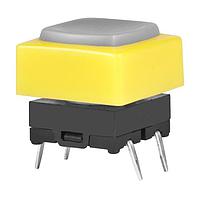 NKK Switches JB15KP-4HE Tactile Switches OFF-(ON) PC MOUNT GRY BUTTON/YLW FRAME