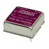 TRACO Power THN 20-2411WI Isolated Product Type: DC/DC; Package Style: 1"x1"; Output Power (W): 20; Input Voltage: 9-36 VDC; Output 1 (Vdc): 5; Output 2 (Vdc): N/A; Output 3 (Vdc): N/A