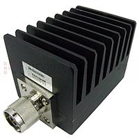 Fairview SA4N508-40 40 dB Fixed Attenuator N Male To N Female Up To 4 GHz Rated To 50 Watts With Black Aluminum Heatsink Body