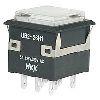 NKK Switches UB226KKW015D-3JB Pushbutton Switches DPDT SQUARE SNAP IN SILVER SOLDER LUG