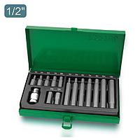TOPTUL GAAD1508 15PCS 1/2 inch DR. Hex Shank Hexagon Insert Bit Set