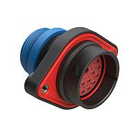 Amphenol SINE Systems AHDP02-24-18PR-STA Connectors 18 Position Panel Mount Receptacle, Pin, Shell Size 24, Reduced Diameter Seal (Blue), Small Thread Adapter