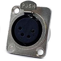 Io Audio Technologies IO-XLR4-F-JL Connectors 4-Pin XLR Chassis Connector, Female, Nickel Housing/Silver Contact, Solder Cup