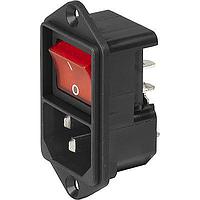 Schurter 4302.2141 Inlets Power Entry Module, 250V, Illumination, Screw in Panel Mounting, Green