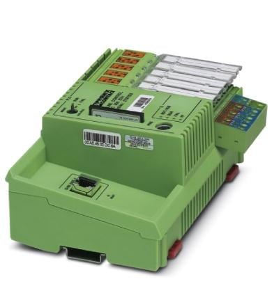Industrial in-line controller for DIN rail automation cabinet installation