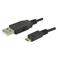 Same Sky (formerly CUI Devices) CBL-UA-MUB-1 USB 2.0 USB Cable, Type A Plug to Micro B Plug, USB 2.0, 28 AWG, 1 m, Black, PVC