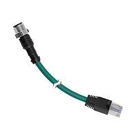 Banner Engineering STP-M12D-406 Ethernet Cables / Networking Cables Cordset: Double Ended M12 to RJ45; 4-pin Straight Male D Code; 8-pin Straight Male; 1.83 m 8x24 Shielded Teal PUR Jacket; Nickel-Plated Brass Coupling Nuts