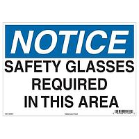 HellermannTyton 597-00100 Labels Notice Sign, 10" x 14", Safety Glasses Required In This Area, Vinyl, Blue, 25/pkg