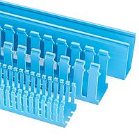 HellermannTyton 184-22044 High Density Slotted Wall Wiring Duct High-Density Slotted-Wall Wiring Duct, 3" x 2", Non-Adhesive, PVC, Intrinsic Blue, 120 ft/ctn