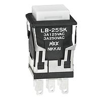 NKK Switches LB25SKW01-B Pushbutton Switches DPDT ON(ON) SQUARE BLACK BODY WHITE CAP