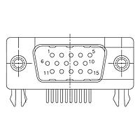 Amphenol Commercial Products 17EBH015PAA200 High Density D-Sub Connectors RA HI DENSITY 15P M #4-40 UNC THRD