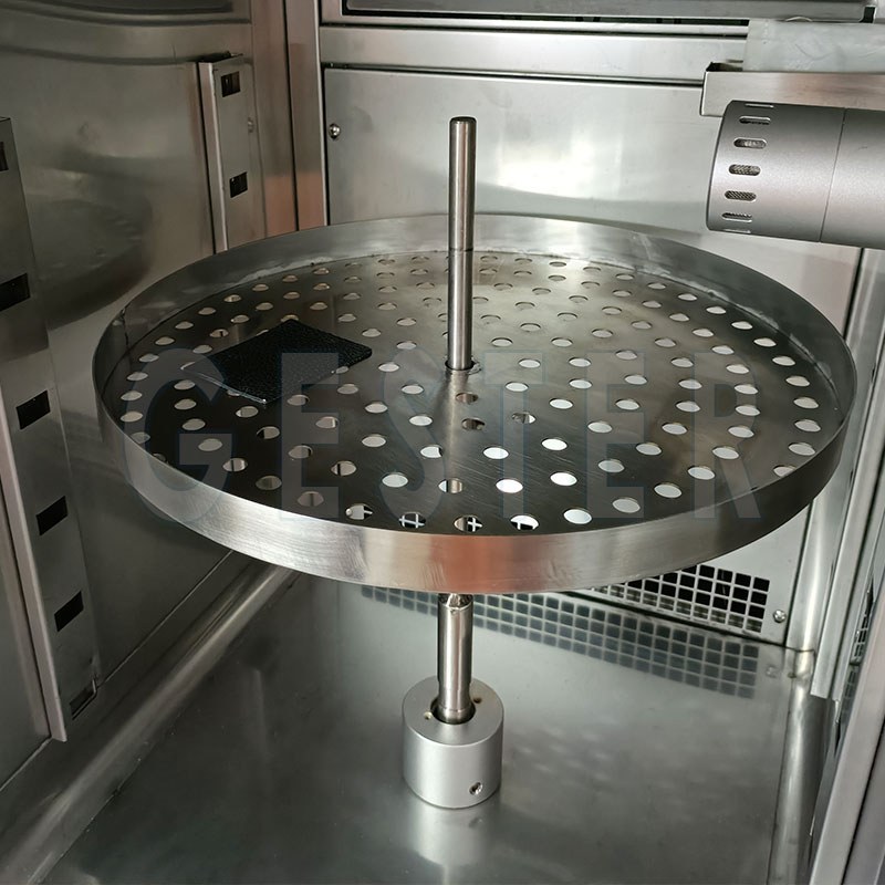 Textile samples evaluated in an ozone ageing test chamber