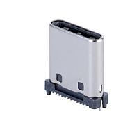 Same Sky (formerly CUI Devices) UP32-C-F-G-FL-3-P24-TR USB Type C Type C, 3.2, Free-line, Gold Plated 1u, Shell Feet, 9mm, 24 pin, T&R