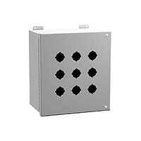 Hammond Manufacturing 1489P4 Pushbutton Enclosures N12 Hinged PB Encl - 4 PB x 30.5mm - 8.25 x 7.25 x 6.00" - Steel/Gray