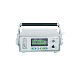 Technician working with an SF6 gas analyzer during calibration and verification