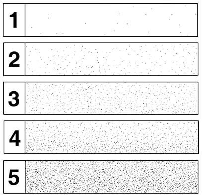 Dust tape showing overall discoloration for visual rating assessment