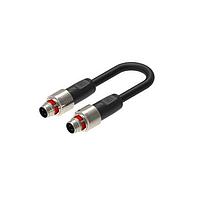 Lumberg Automation RP12M-MSSV4D-RP12M-MSSV4D-0508-0100 Sensor Cables / Actuator Cables M12 cordset, Push Pull, Rolling Stock, EN45545, PUR black cable, shielded, male, straight, D-coded, 4-Pin, 4x0.34mm, PoE