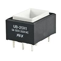 NKK Switches UB25RKW035C Pushbutton Switches RECT DPDT ON(ON) RED LED PC BODY ONLY