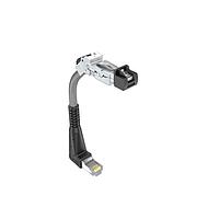 Amphenol Canada DRPC42B002B20 Modular Connectors / Ethernet Connectors Cable, Cat6A, Industrial RJ45, 45 deg  right exit to R/A standard RJ plug (40mm), 24AWG, 2.0m, 8u gold