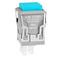 NKK Switches LB15SGW01-G Pushbutton Switches SPDT ON-(ON) GRAY SQUARE BLUE CAP