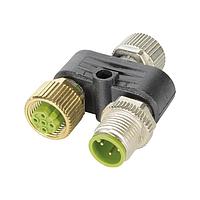 HARTING 21433619801 T-Splitter M12-ADPT-M12/M12-8/4P-YCOD-F/F/M-STR