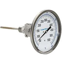 Cole parmer EW-90590-49 Adjustable-Angle Industrial Silicone-Filled Bimetal Thermometers (10-290°C; 12”Stem; 3" Dial)