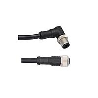 Amphenol LTW M12D04FL-12DMR-SB005 Sensor Cables / Actuator Cables M12 Circular Metric Connector, D Code, Metal, 4A, 04 pins, Female Connector, Female Contact, Straight-to-Right Angle, Screw Thread, Overmolded Double Ended, Length 5000mm, IP68 / IP69K