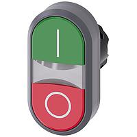 SIEMENS 3SU10313AB420AK0 Flat Button TWIN BUTTON, MOM, GREEN/RED